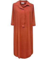Perlavera - Dina Brique Hidden Placket Three Quarter Sleeve Dress - Lyst