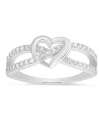 Kylie Harper - Sterling Swirl Heart Diamond Cz Ring - Lyst