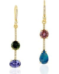 Artisan - Designer Mixed Gemstone & Diamond Drop Earrings - Lyst