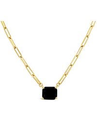 Lutiro - Paperclip Chain With Colored Stone Onyx - Lyst