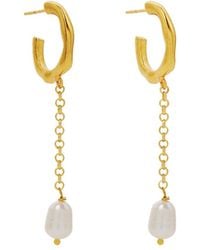 Ottoman Hands - Karina Pearl Chain Drop Hoop Earrings - Lyst