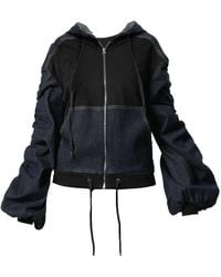 Metamorph - Extravagant Denim Jacket With Gathered Sleeves - Lyst