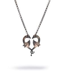 Ebru Jewelry - Twin Dragon Heart Sterling Necklace - Lyst