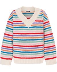 Cara & The Sky - Jasmine Wide Sleeve V Neck Striped Jumper - Lyst