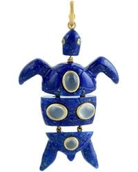 Artisan - 14K Lapis & Moonstone Turtle Pendant - Lyst
