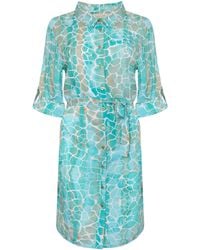 Sophia Alexia - Aqua Pebbles Zanzibar Shirt Dress - Lyst