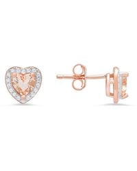 Kylie Harper - Heart-Cut Morganite Halo Stud Earrings - Lyst
