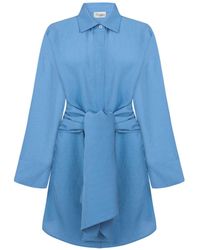 Thisisu Collection - Verda Tie-Detail Shirt Dress – Striped - Lyst