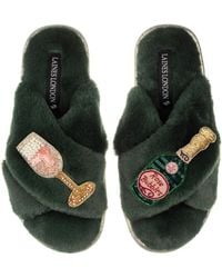 Laines London - Classic Laines Slippers With Champagne & Glass Brooches - Lyst
