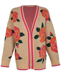 Saachi - Flower Print Cream Cardigan - Lyst