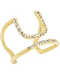 Spero London - Sterling Open Cuff Pave Ring - Lyst