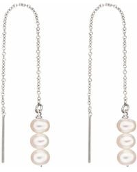 Lily & Roo - Sterling Cluster Pearl Drop Threader Earrings - Lyst