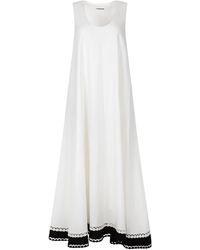 Langner - And Embroidered Lace Linen Maxi Dress - Lyst