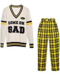 Come on - Sad Sweater With Tartan Trouser Outfit - Lyst