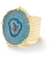 YAA YAA LONDON Turquoise Gemstone 'solar Power' Gold Statement Ring - Blue