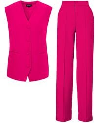BLUZAT - Fuchsia Suit With Oversized Vest And Stripe Detail Trousers - Lyst