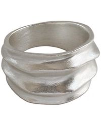 Janus Edinburgh - Sterling Sandwood Chunky Wave Ring Band - Lyst