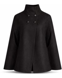 Nikka Place - Wool Military Pea Coat With Front Buttons & High Neck - Lyst
