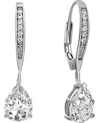 Genevive Jewelry - Dazzling Sterling Plated With Sparkling Pear-Shaped Cubic Zirconia Dangle Earrings - Lyst