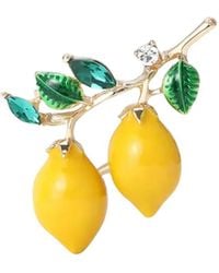 Chanel Joan Elkayam - Crystal Enamelled Lemon Branch Brooch - Lyst
