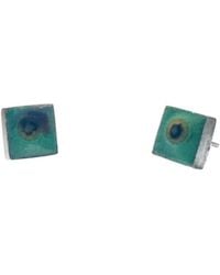 Tg-Jewellery by Tamara Gervasio - Square Enamel Stud Earrings – Hand-Carved Sterling – One Of A Kind - Lyst