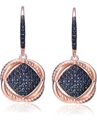 Genevive Jewelry - Rose & Black Plated Sterling Silver Cubic Zirconia Dangling Earrings - Lyst