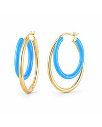 Gold & Honey - Double Oval Enamel Hoop Earrings - Lyst