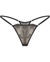 Lunatic Femme - Neutrals Love Triangle Embroidered Mini G-String - Lyst