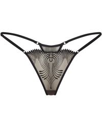 Lunatic Femme - Neutrals Love Triangle Embroidered Mini G-String - Lyst
