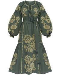 Annabo - Elysian Garden Linen Midi Dress - Lyst