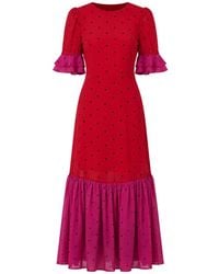 Rose & Nancy - Saphi And Polka Dot Midi Dress - Lyst