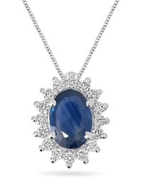 Artisan - 18K Sapphire & Diamond Oval Halo Pendant - Lyst