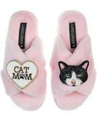 Laines London - Classic Laines Slippers With Cat Mum/Mom & Oreo & Shorthair Cat Brooches - Lyst