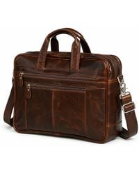 Touri - Genuine Leather Briefcase With Zip Pocket - Lyst