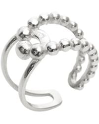 Spero London - Beaded Intercepting Circle Sterling Adjustable Ring - Lyst