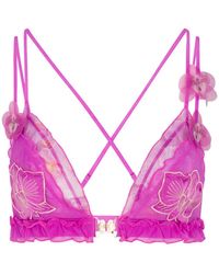 Empress Mimi - Orchidea Ruffled Bralette With Front Clasp & Flower Detail - Lyst