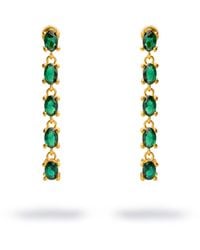 Ebru Jewelry - Drop Down Emerald Earrings - Lyst