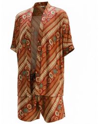 ORIGIN OF HEARTS - Neutrals Imai Contemporary Satin Kimono Co-Ord - Lyst