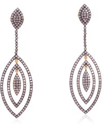Artisan - Natural Pave Diamond In 18k Gold With 925 Sterling Silver Dangle Earrings Jewelry - Lyst