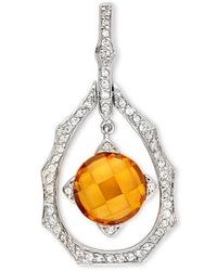Genevive Jewelry - Cubic Zirconia Sterling Plated Champagne Teardrop Pendant - Lyst