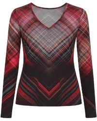 Conquista - Geometric Print Long-Sleeve Top With V-Neckline - Lyst