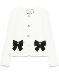 Nissa - Bow-Detail Boucle Suit Jacket - Lyst