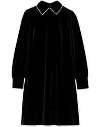 Yumi' - Long Sleeve Velvet Tunic With Diamante Collar - Lyst