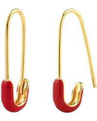 Kris Nations - Safety Pin Enamel Hoop Earrings - Lyst