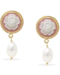 Vintouch Italy - Flower Bud Cameo Earrings With Pearls - Lyst