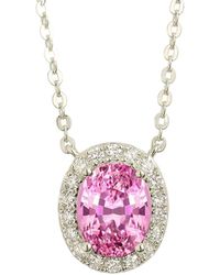 Juvetti - Mina Oval Sapphire & Diamond Halo Necklace - Lyst