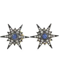 Artisan - 18K Sterling Sapphire & Diamond Starburst Stud Earrings - Lyst
