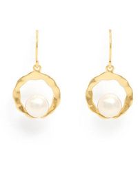 Pearls of the Orient Online - Credo Hollow Disk Earrings With Cultured Freshwater Pearls On Fill Hooks - Lyst