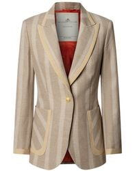 The Extreme Collection - Neutrals Camel Linen Tailored Blazer - Lyst