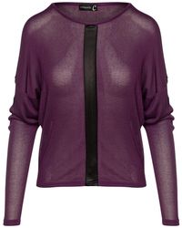 Conquista - Mauve Batwing Top With Faux Leather Detail - Lyst